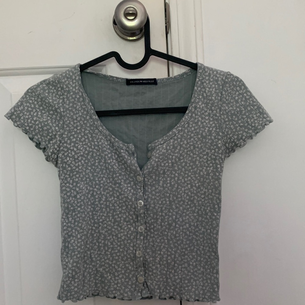 Brandy Melville floral button up tee